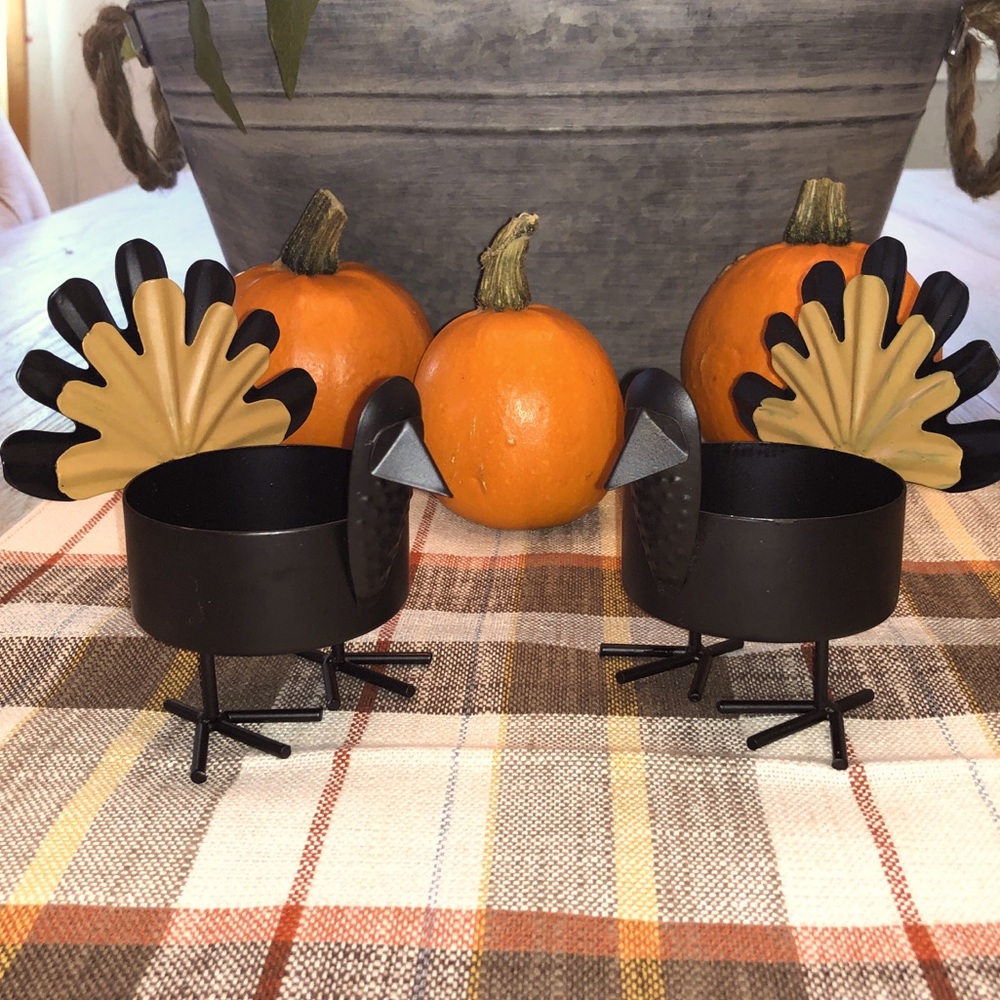 Set of 2 Standing Turkey Candle Holders